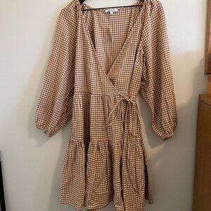 Madewell Brown Gingham Mini Dress